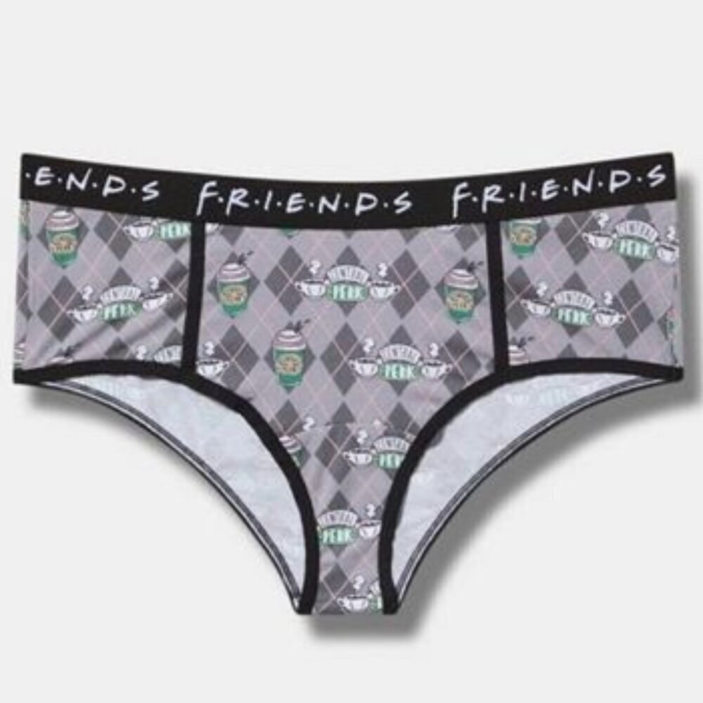 Torrid - Friends Central Perk Mid Rise Cotton Cheeky Panty in Black & Grey​​​​​